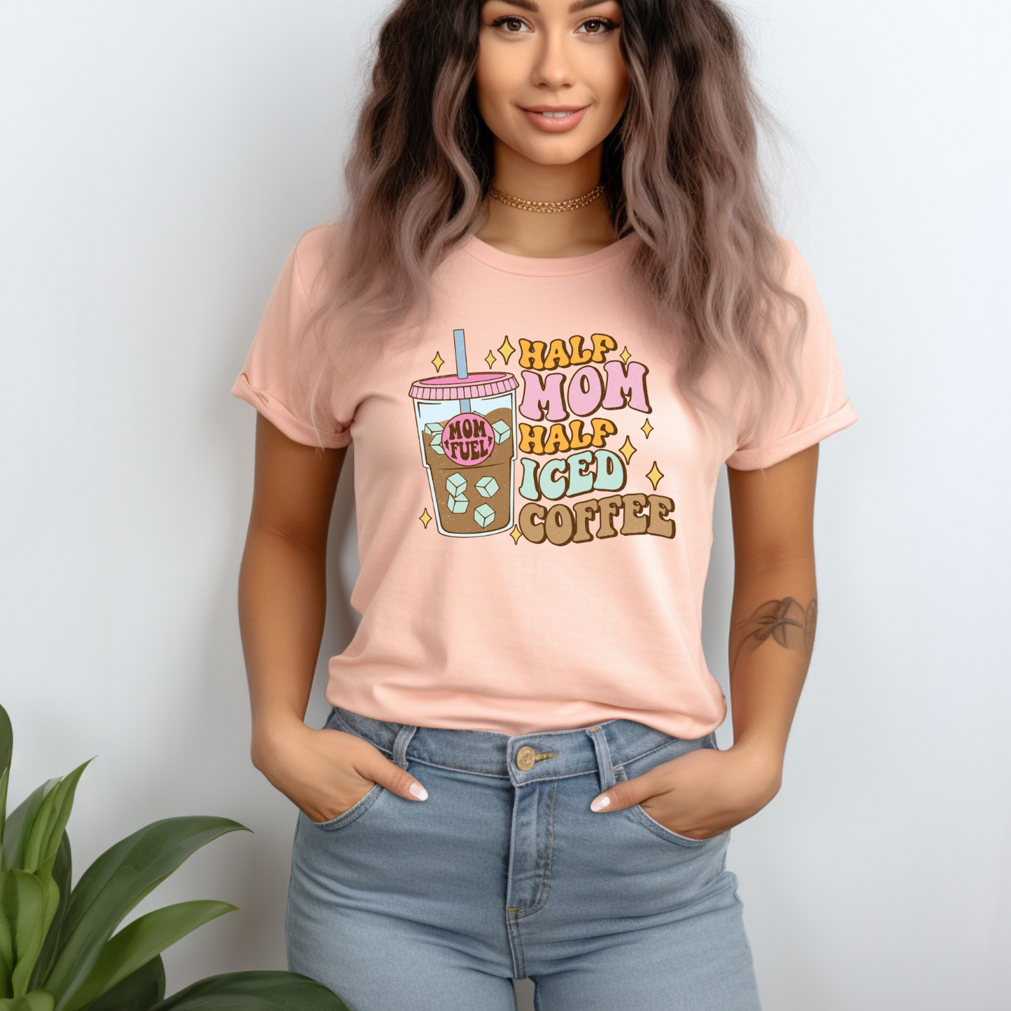 Half Mom Half Iced Coffee Graphic Tee - Funny Mother's Day Gift