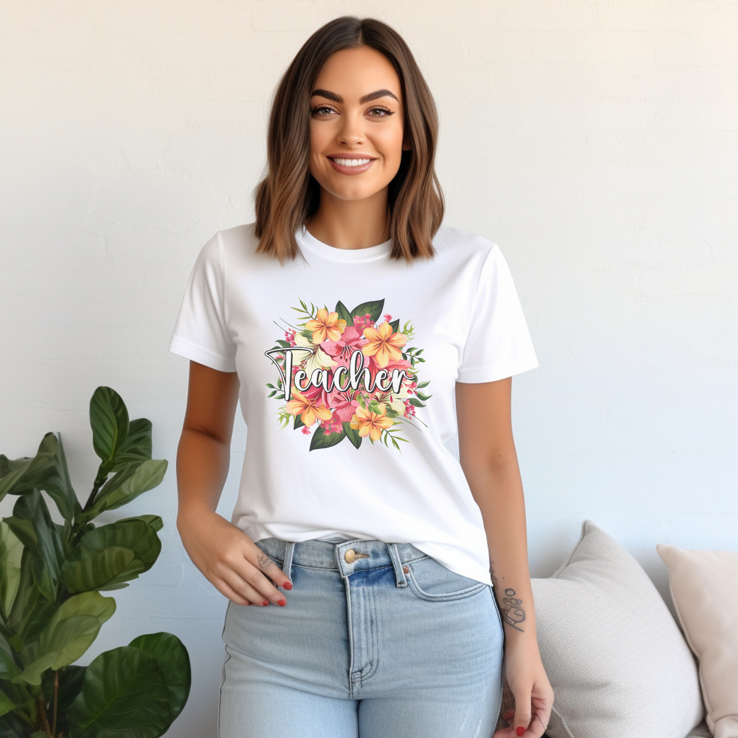 Bloom with Knowledge: Teacher Floral Graphic Tee