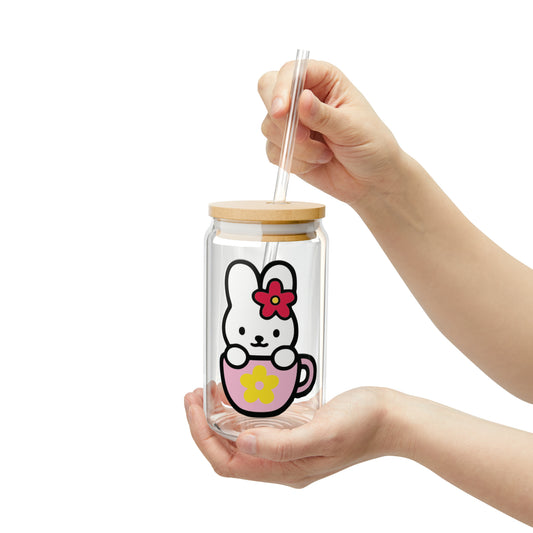 Hello Kitty Glass Can Cup with Lid - Adorable Drinkware