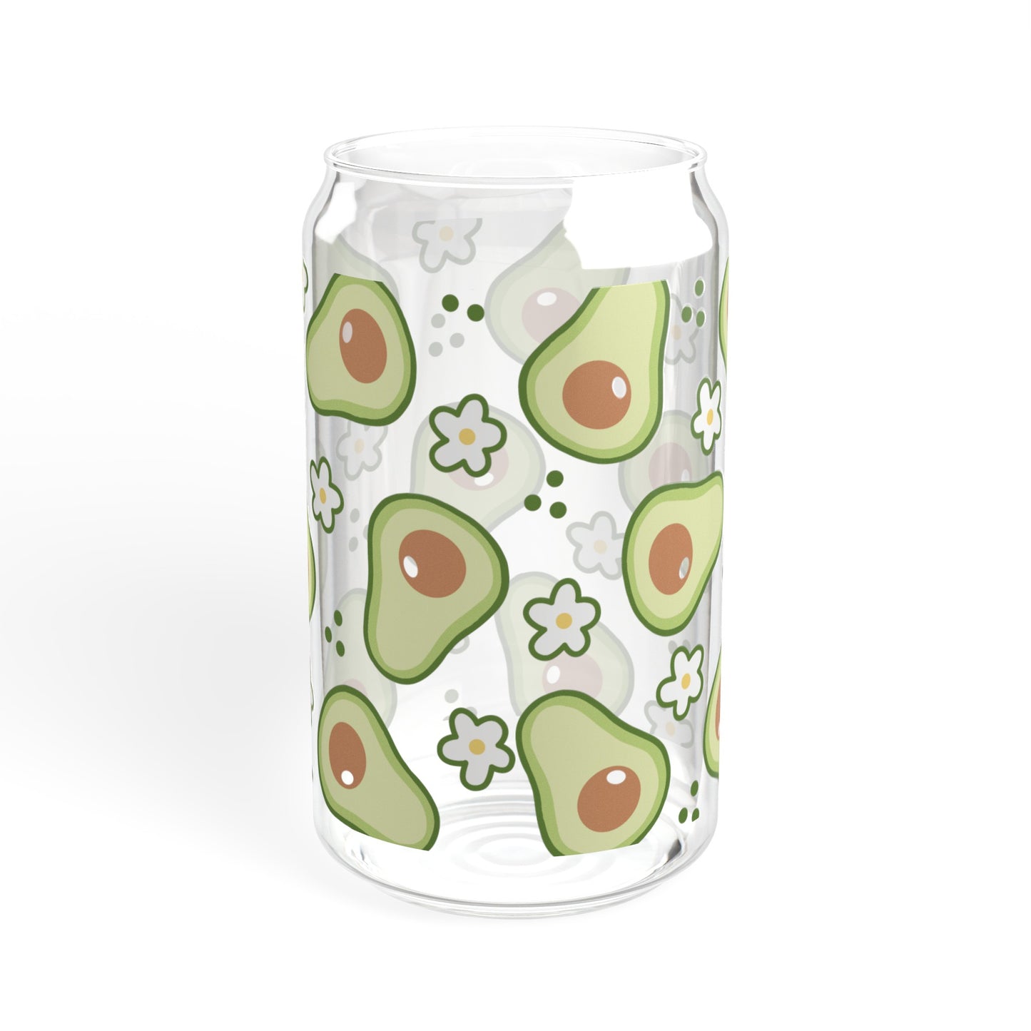 Adorable Avocado Print Glass Can Cup - Eco-Friendly and Stylish!