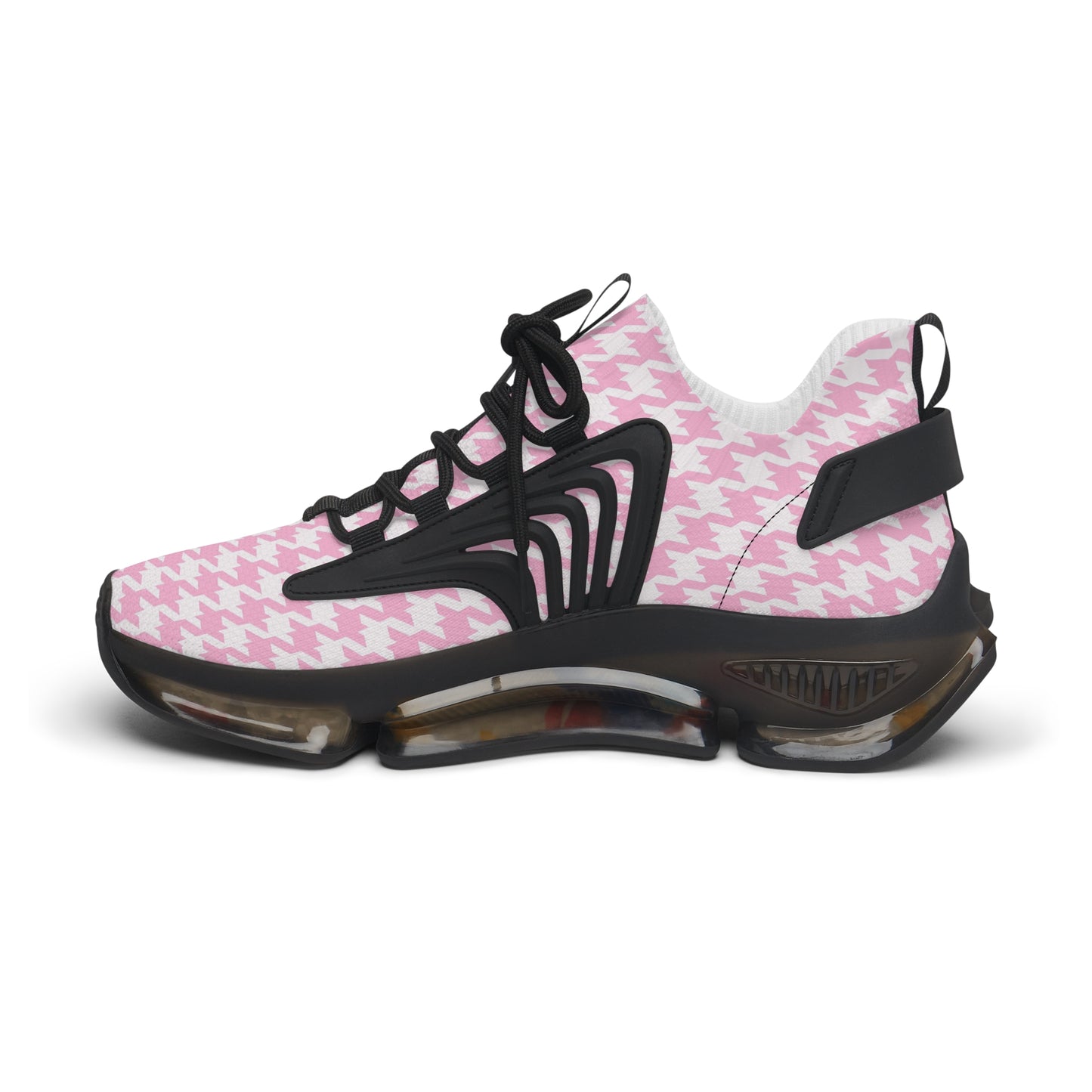 Pink Houndstooth Print Chic Sneaker Shoes - Stylish Women's Footwear