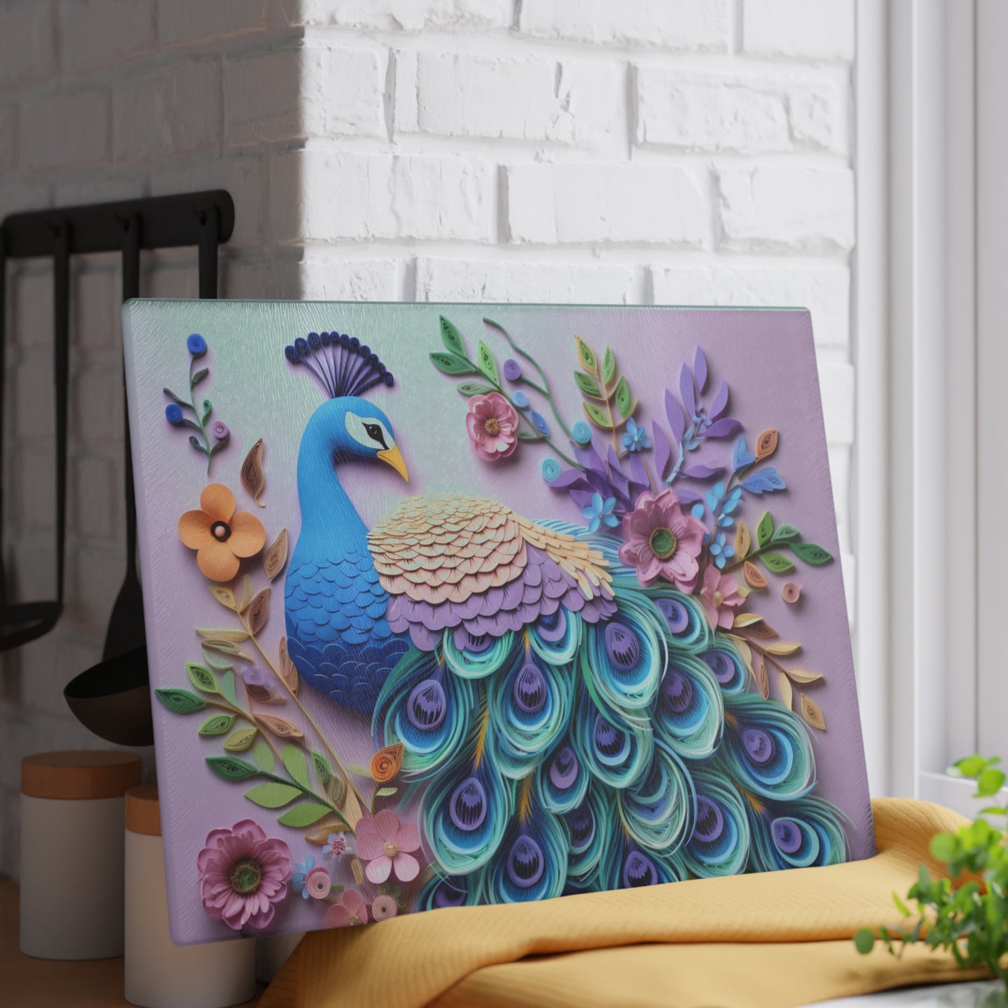 Peacock Glass Cutting Board