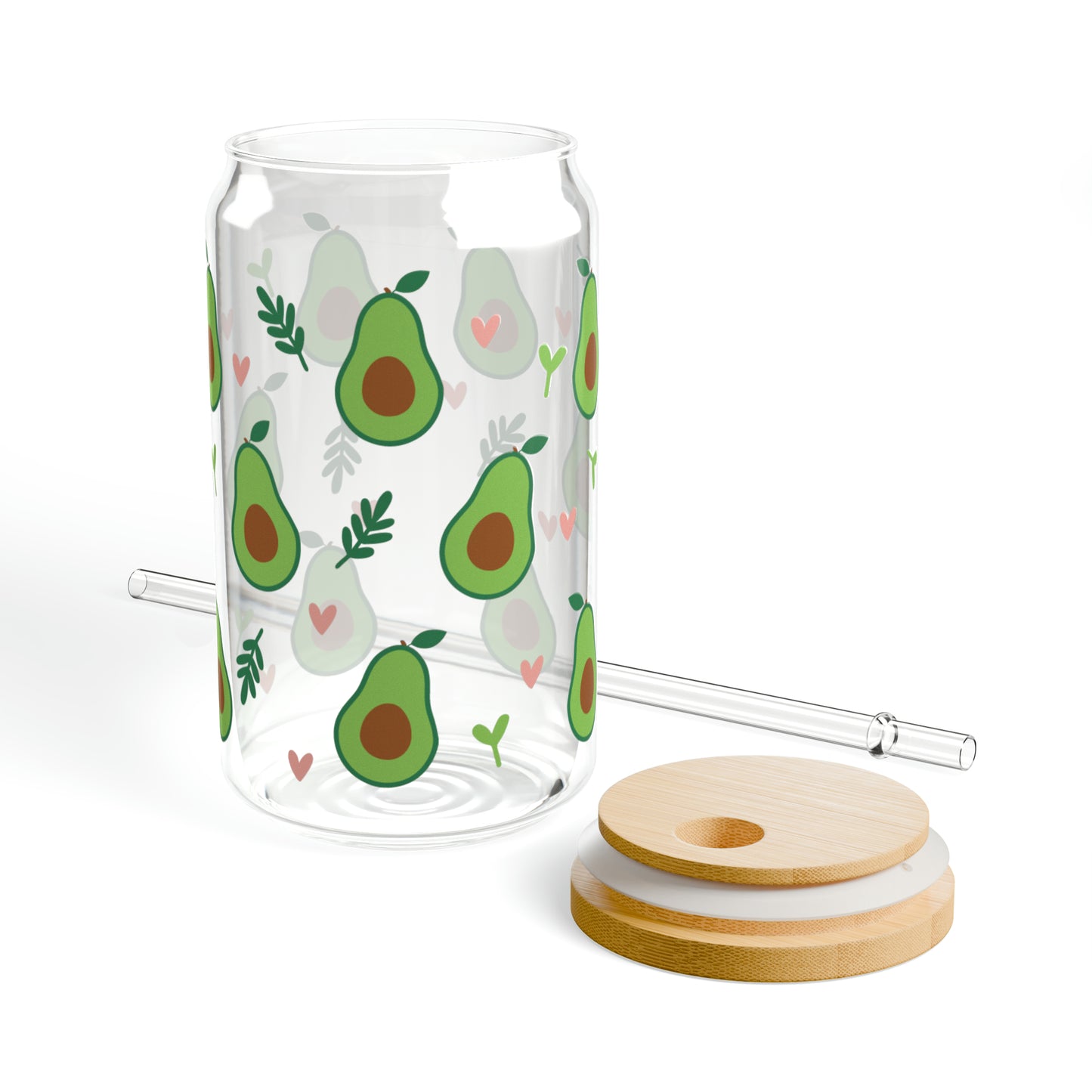 Avocado Lover's Glass Can Cups - Whimsical and Colorful Kitchen Decor and Drinkware