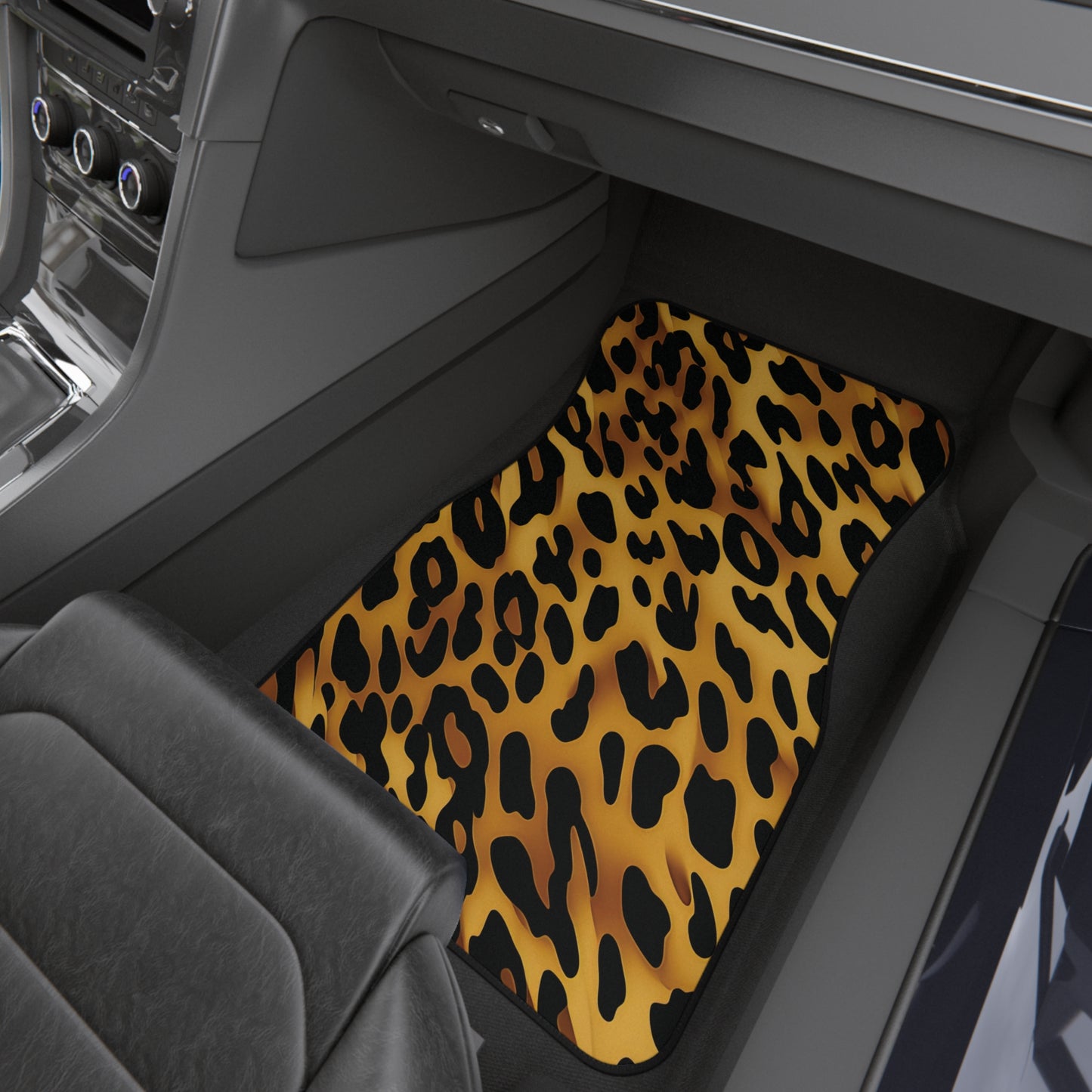 Trendy Leopard Print Auto Floor Mat Set - Fashionable and Functional