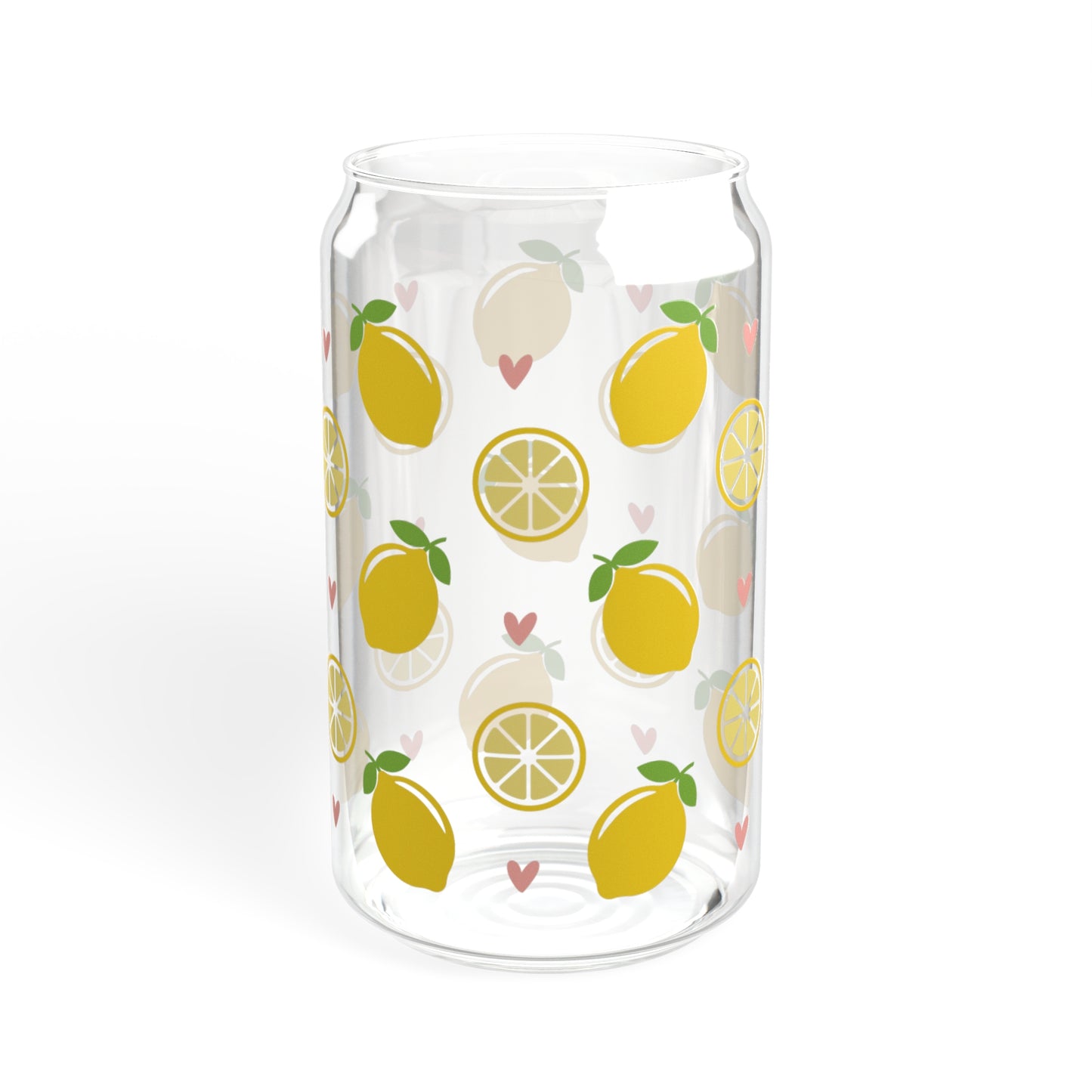 Citrus Twist: Lemons Print Glass Can Cups