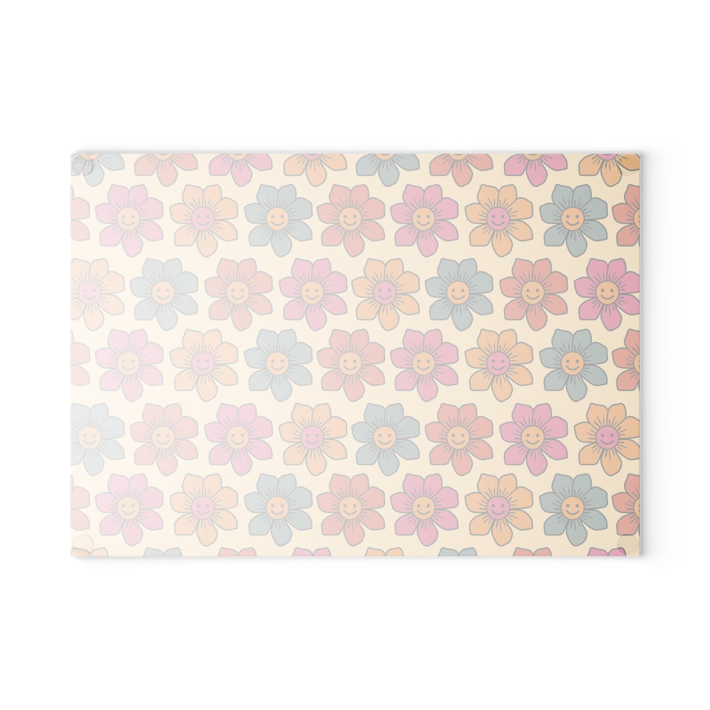 Retro Flowers Glass Cutting Board