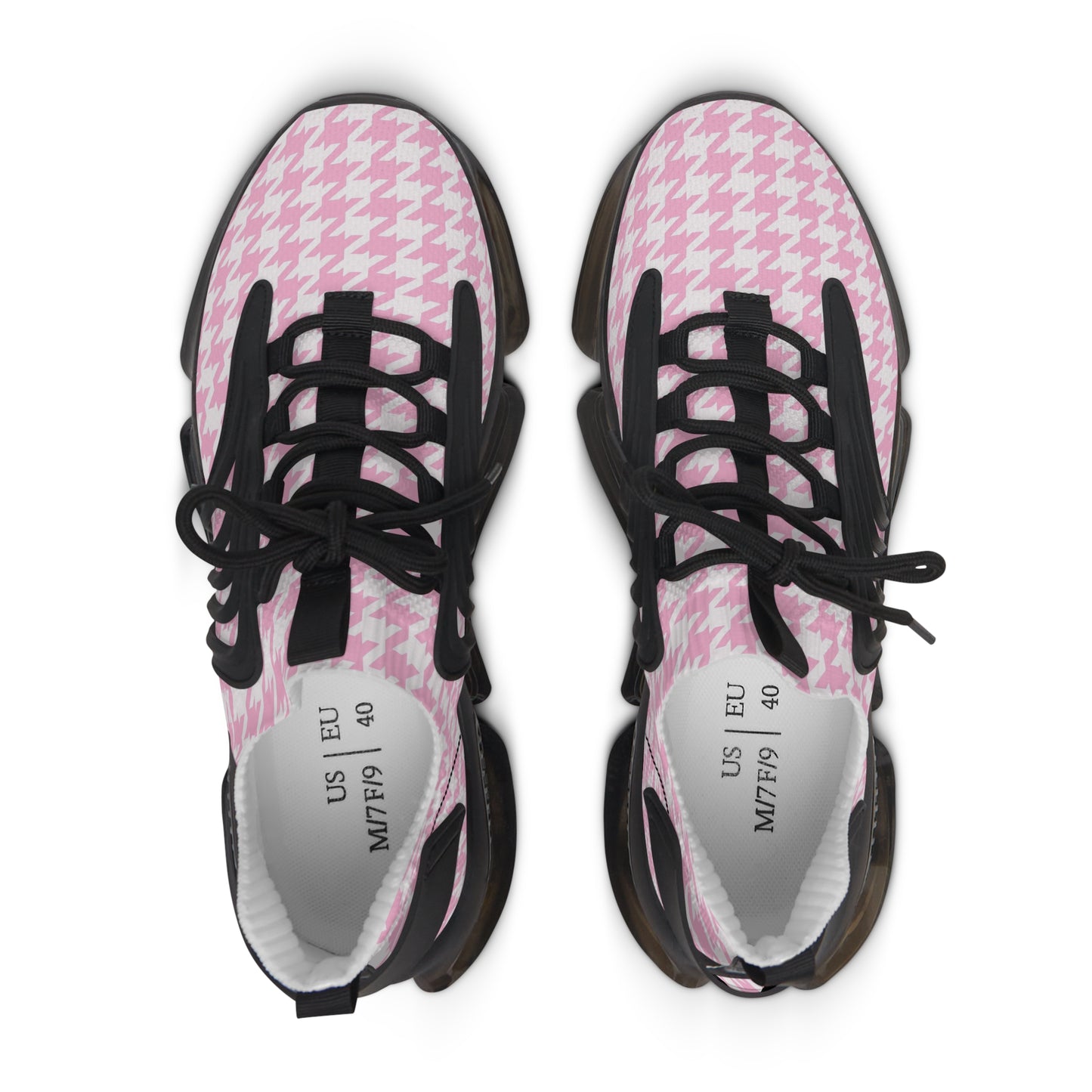 Pink Houndstooth Print Chic Sneaker Shoes - Stylish Women's Footwear