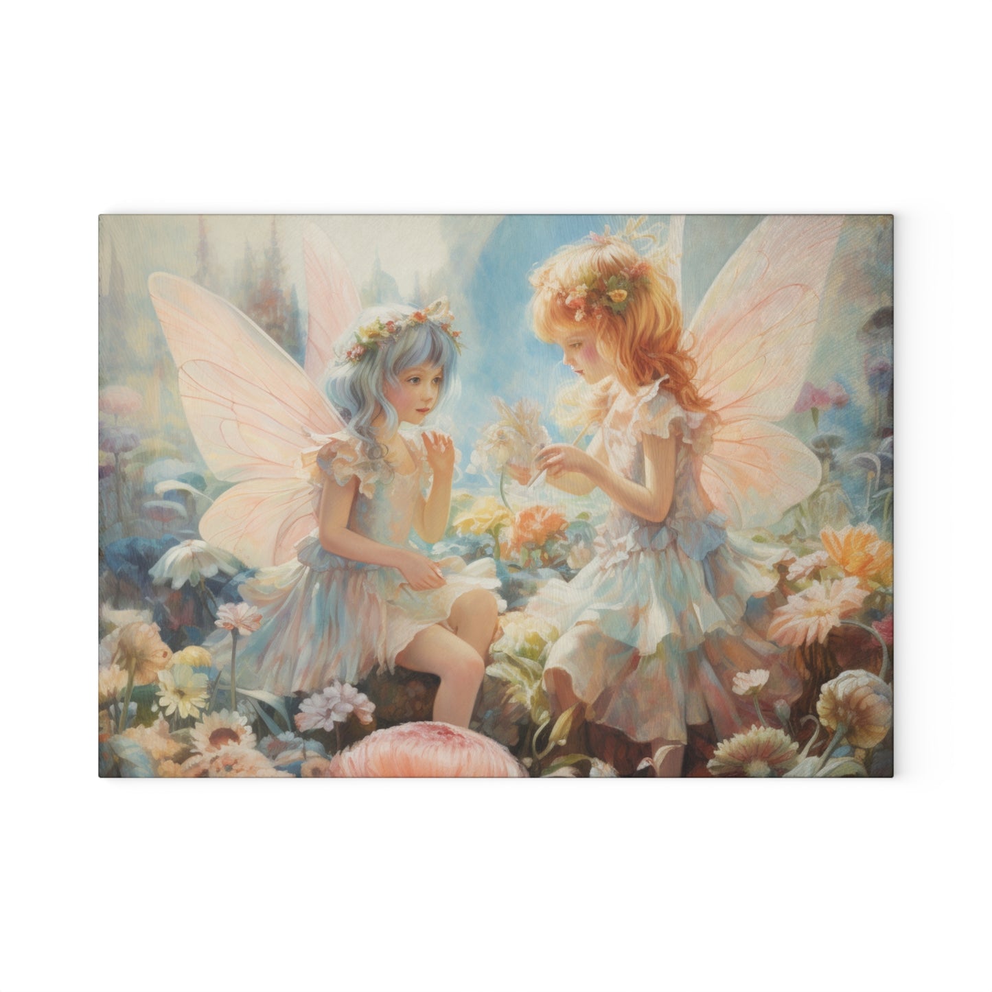 Enchanting Fairies in the Garden Glass Cutting Board - Functional Kitchen Decor