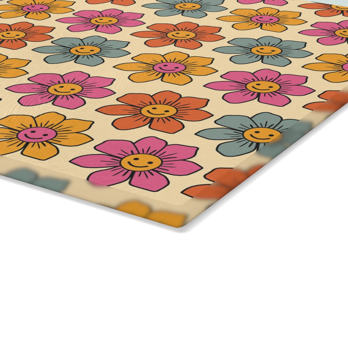 Retro Flowers Glass Cutting Board