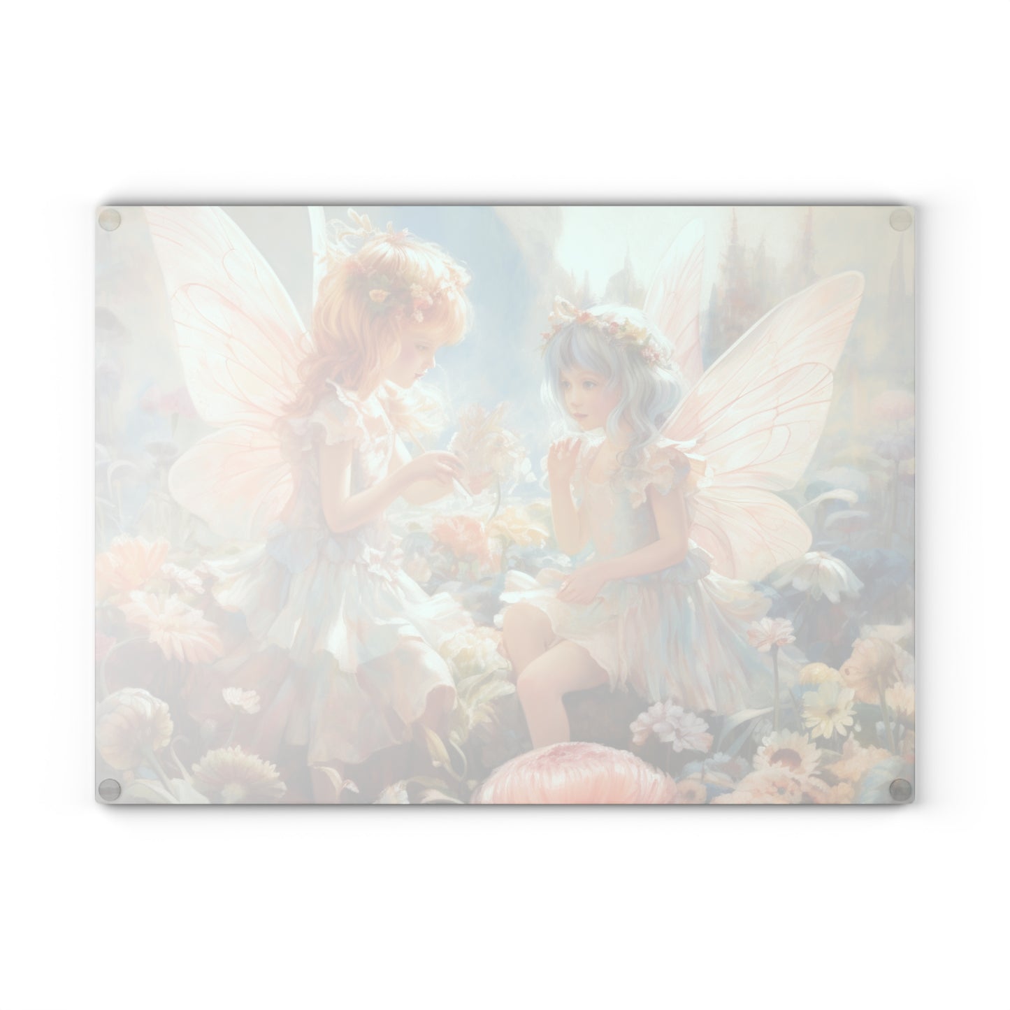 Enchanting Fairies in the Garden Glass Cutting Board - Functional Kitchen Decor