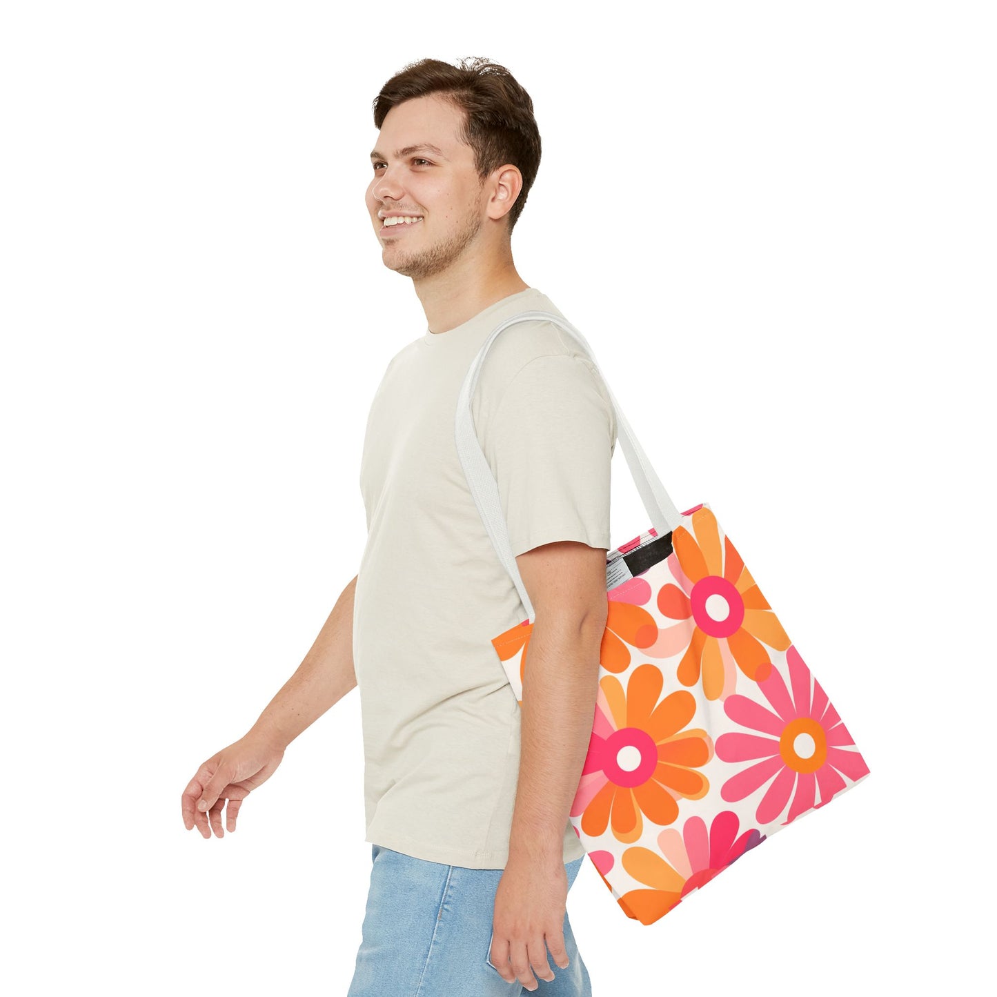 Stylish Retro Flowers Tote Bag Chic Design