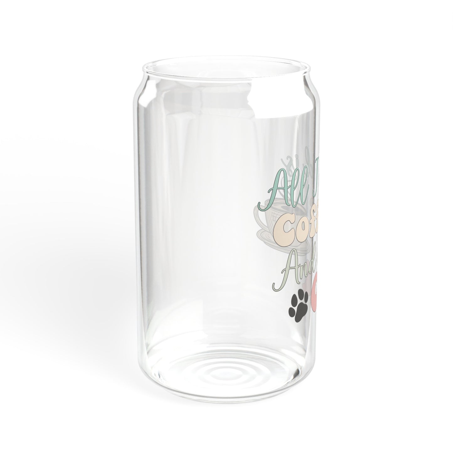 Cat Lover's Glass Can Cup - All I Need Is Coffee And My Cat - Funny Cat Gift